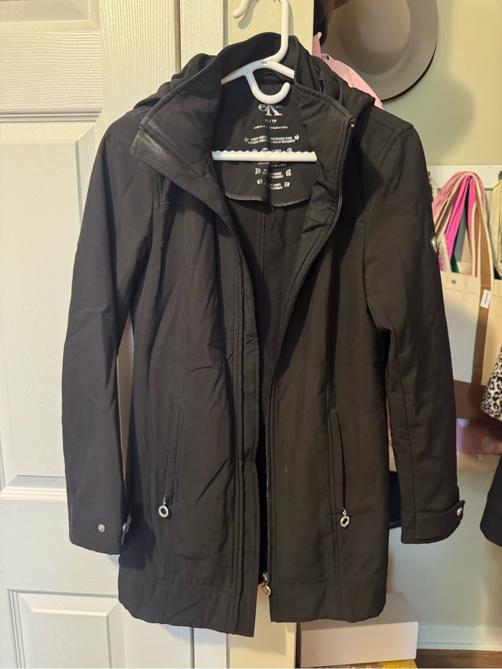 Calvin Klein Black Hooded Rain Coat
